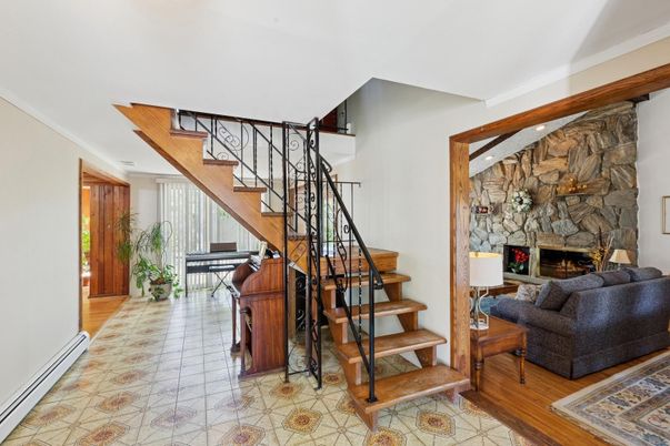 Fireplace, Interior, Stone Walls, Wood Texture Flooring