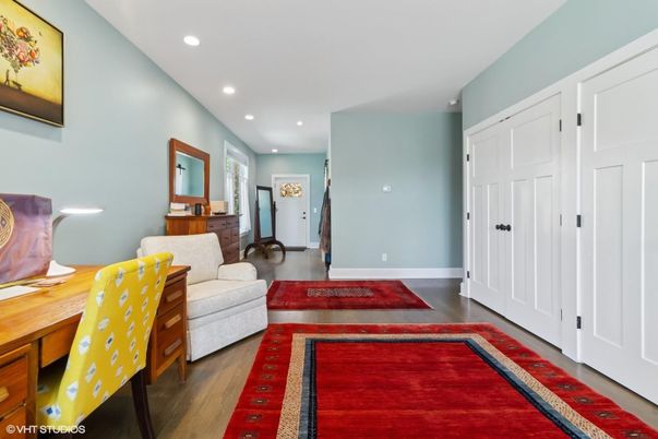Home Office, Interior, Recessed Lighting, Wood Texture Flooring