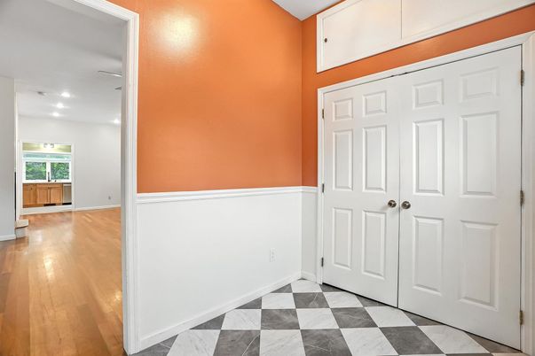 Empty room, Interior, Marble, Recessed Lighting, Wood Texture Flooring