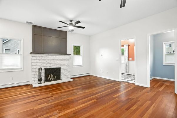 Empty room, Fireplace, Interior, Wood Texture Flooring