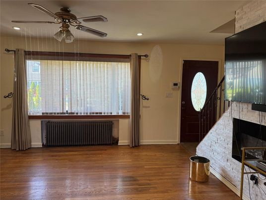 Fireplace, Interior, Recessed Lighting, Wood Texture Flooring