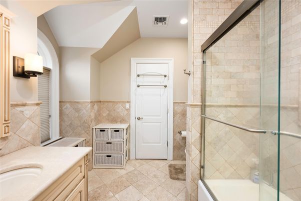 Bathroom, Glass Shower, Interior, Recessed Lighting