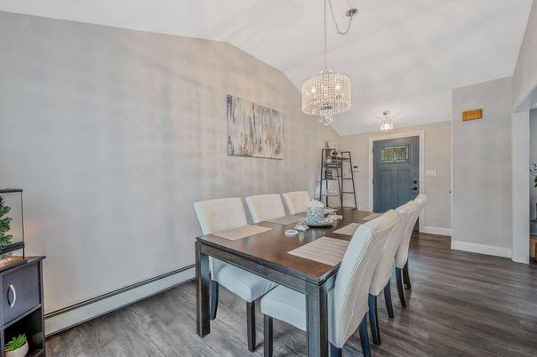 Chandelier, Dining room, Interior, Wood Texture Flooring