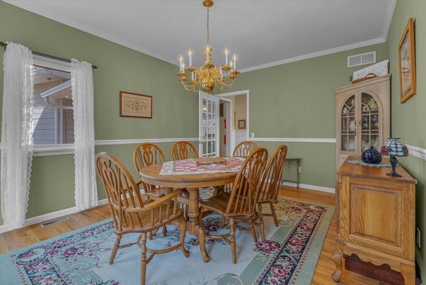 Chandelier, Dining room, Interior, Wood Texture Flooring