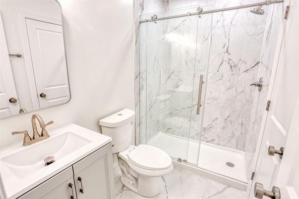 Bathroom, Glass Shower, Interior, Marble, Marble Walls