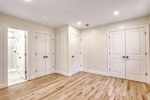 Bathroom, Empty room, Interior, Marble, Recessed Lighting, Wood Texture Flooring