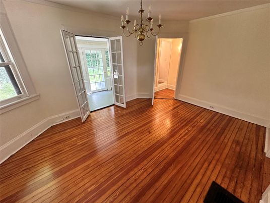 Chandelier, Empty room, Interior, Wood Texture Flooring