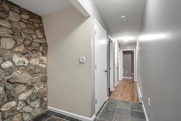 Interior, Stone Walls, Wood Texture Flooring
