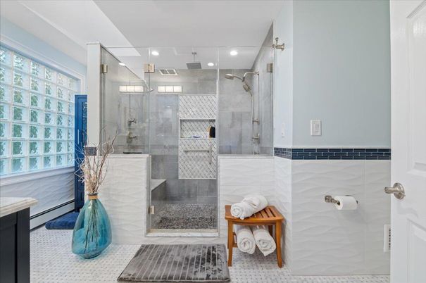 Bathroom, Glass Shower, Interior, Recessed Lighting