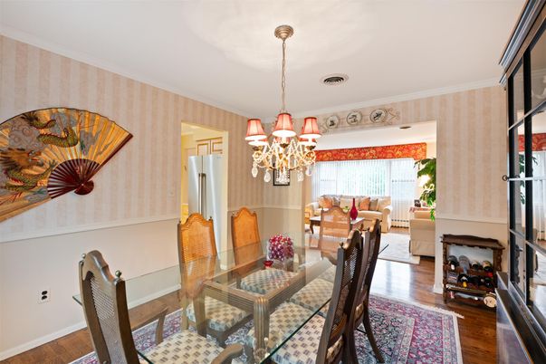 Chandelier, Dining room, Interior, Wood Texture Flooring
