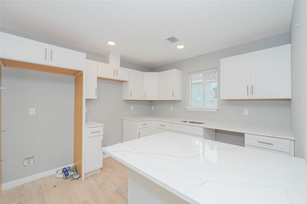 Interior, Kitchen, Recessed Lighting, Wood Texture Flooring