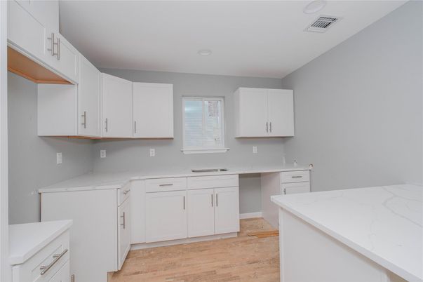 Interior, Kitchen, Recessed Lighting, Wood Texture Flooring