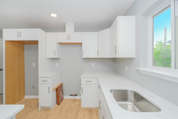 Interior, Kitchen, Recessed Lighting, Wood Texture Flooring