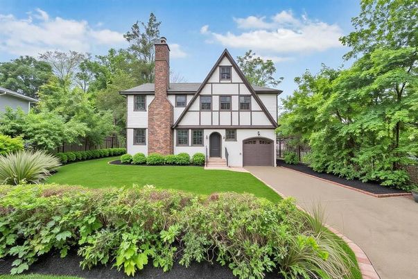 Attached, Backyard, Exterior, Facade, Brick Facade, Tudor Revival