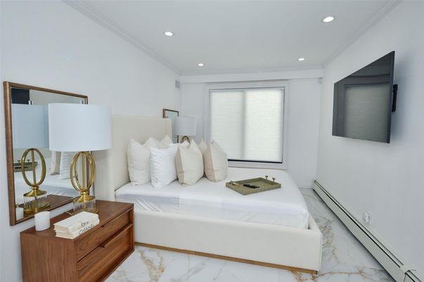 Bedroom, Interior, Marble, Recessed Lighting