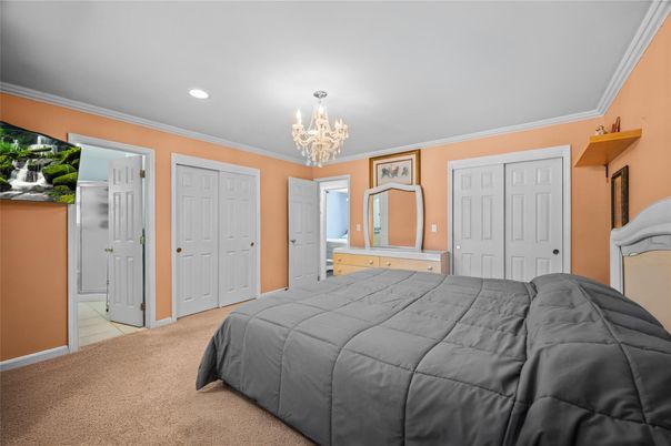 Bedroom, Chandelier, Interior, Recessed Lighting