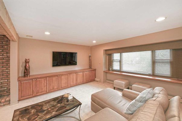 Interior, Living room, Recessed Lighting, Stone Walls