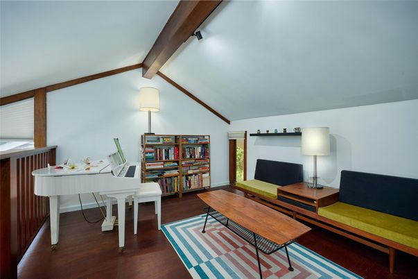 Home Office, Interior, Piano, Wooden Beams, Wood Texture Flooring