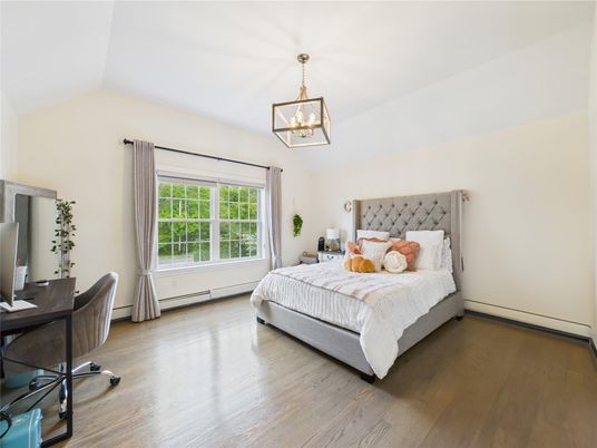 Bedroom, Interior, Pendant Lights, Wood Texture Flooring