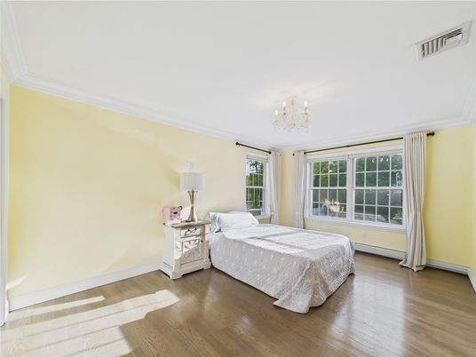 Bedroom, Chandelier, Interior, Wood Texture Flooring