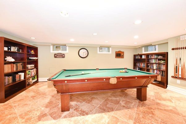 Billiard Table, Game Room, Interior, Recessed Lighting