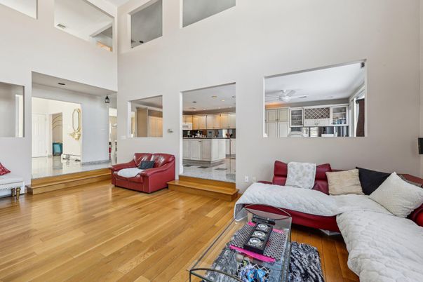 Interior, Kitchen, Living room, Recessed Lighting, Wood Texture Flooring