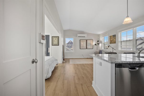 Interior, Kitchen, Pendant Lights, Wood Texture Flooring