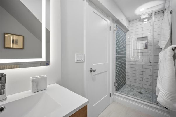 Bathroom, Glass Shower, Interior, Recessed Lighting