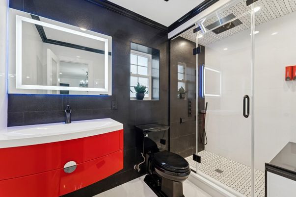 Bathroom, Glass Shower, Interior, Recessed Lighting