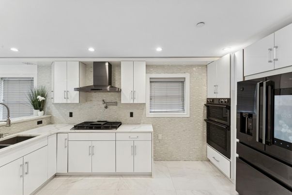 Interior, Kitchen, Marble, Recessed Lighting, Stainless Steel Appliances
