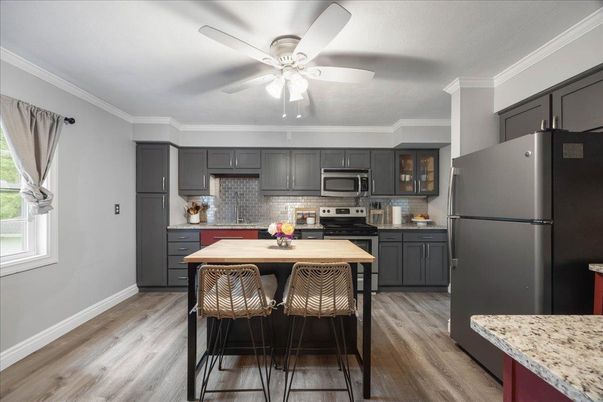 Interior, Kitchen, Stainless Steel Appliances, Wood Texture Flooring