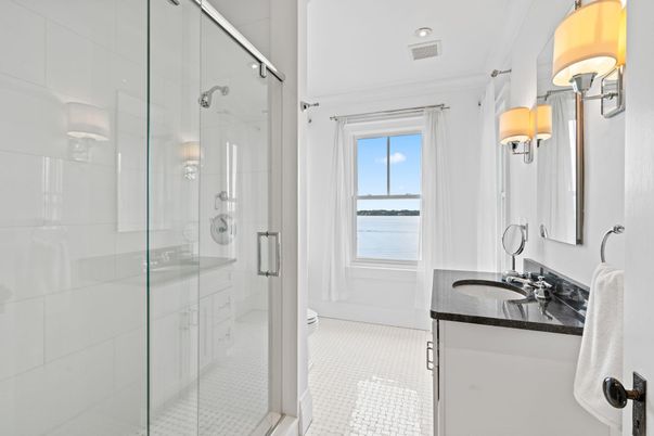 Bathroom, Dual Sink Vanities, Glass Shower, Interior, Recessed Lighting, Water