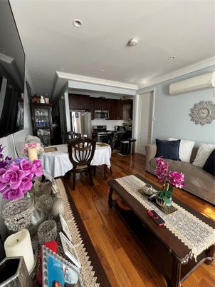 Dining room, Interior, Kitchen, Living room, Recessed Lighting, Stainless Steel Appliances, Wood Texture Flooring