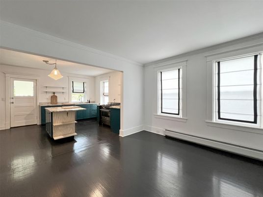 Interior, Kitchen, Pendant Lights, Wood Texture Flooring