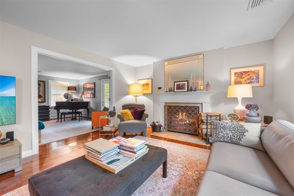 Fireplace, Interior, Living room, Piano, Wood Texture Flooring