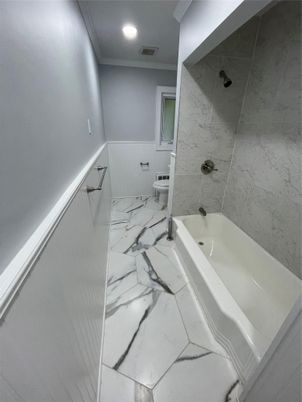 Bathroom, Interior, Marble, Marble Walls, Recessed Lighting