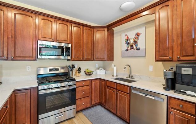 Interior, Kitchen, Stainless Steel Appliances, Wood Texture Flooring