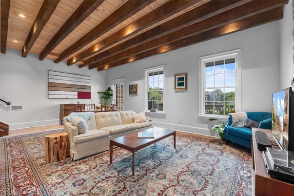 Interior, Living room, Recessed Lighting, Wooden Beams, Wooden Ceilings