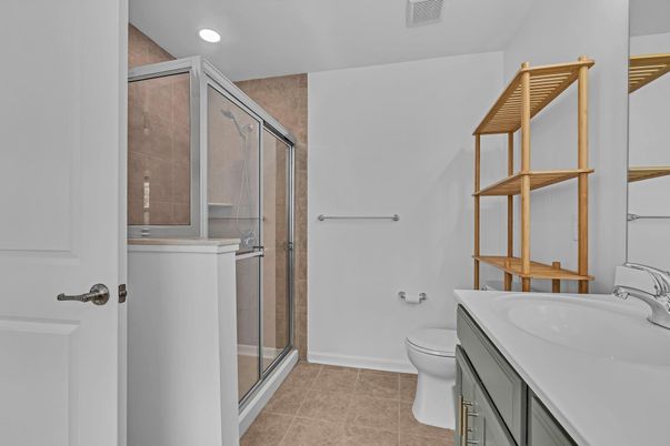 Bathroom, Glass Shower, Interior, Recessed Lighting