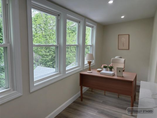 Home Office, Interior, Recessed Lighting, Wood Texture Flooring