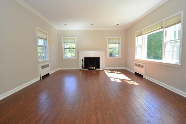 Empty room, Fireplace, Interior, Recessed Lighting, Wood Texture Flooring