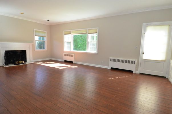 Empty room, Fireplace, Interior, Recessed Lighting, Wood Texture Flooring