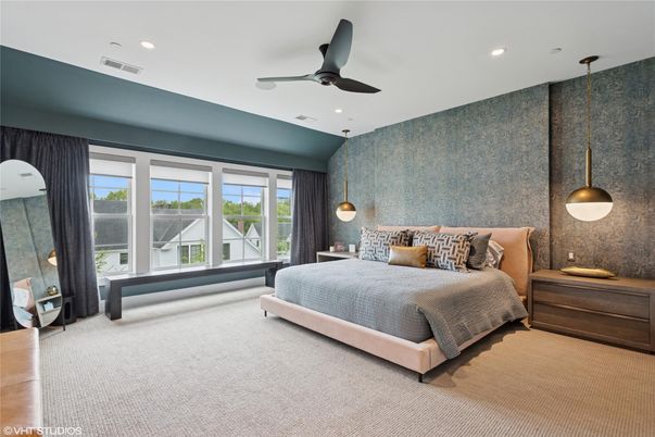 Bedroom, Interior, Pendant Lights, Recessed Lighting