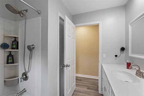 Bathroom, Dual Sink Vanities, Interior, Wood Texture Flooring