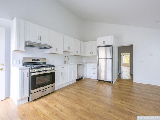 Interior, Kitchen, Stainless Steel Appliances, Wood Texture Flooring