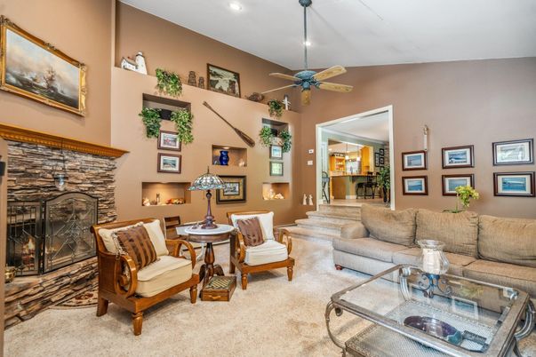 Fireplace, Interior, Living room, Recessed Lighting