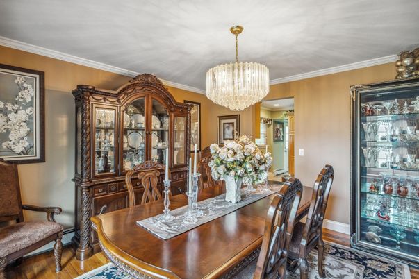 Chandelier, Dining room, Interior, Wood Texture Flooring