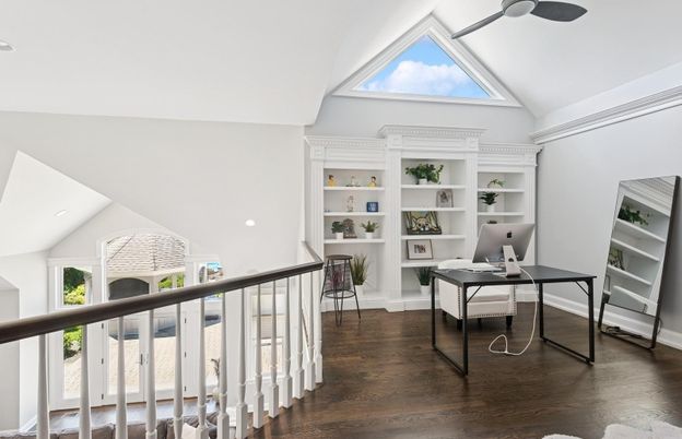 Home Office, Interior, Recessed Lighting, Wood Texture Flooring
