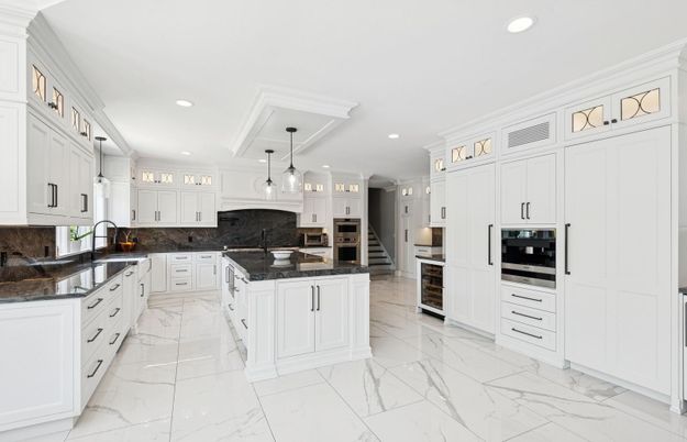 Interior, Kitchen, Marble, Pendant Lights, Recessed Lighting