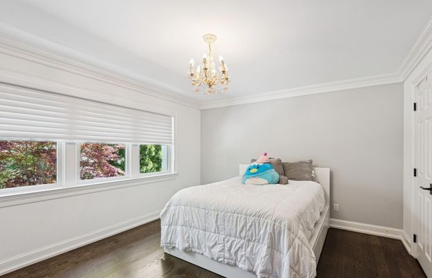 Bedroom, Chandelier, Interior, Wood Texture Flooring